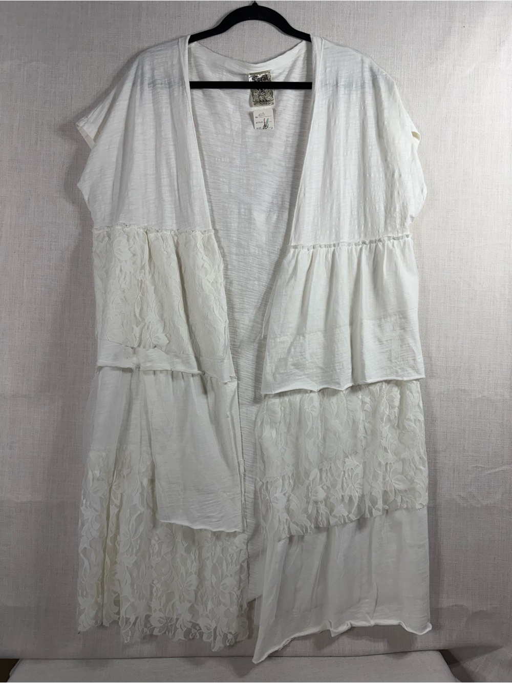Vocal White women’s vest Bohemian Lace , 100% Cotton
